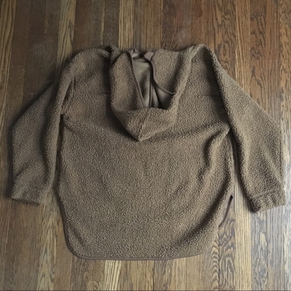 Old Navy brown tan Sherpa teddy hoodie S fuzzy - Picture 3 of 4